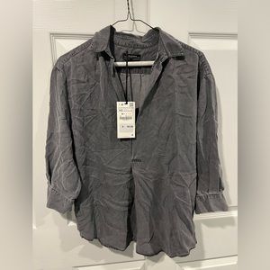 NWT zara deal gray suede top. Size xs.